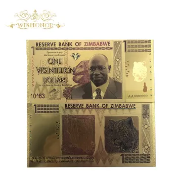 10vnt/daug Zimbabvė Banknotų 100 Decillion Dolerių Auksu Banknotą su UV Nemokamas Pristatymas