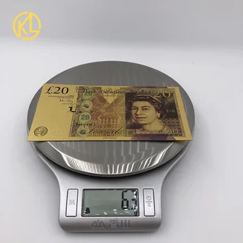10vnt/daug populiariausi Spalvinga JK Svaras 20 Banknotų Auksą, Padengtą Valiutos Vekselis Britų amatų Pinigus Su COA nemokamas pristatymas