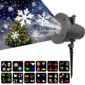 12 Modelius LED Snaigė Projektorius Naktį Šviesos Vejos Kino sodo Lempos šviesos Snaigės Juda Diskoteka Žiburiai Kalėdų Dekoracijos