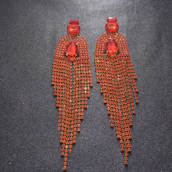16cm ilgio kutas cirkonio auskarai įrašą moterų lašas auskarai forNo Ausies Skylę Šalies Priedų merginos kristalų vestuviniai papuošalai