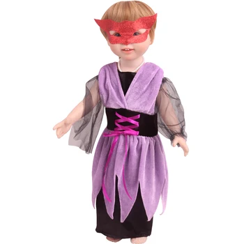 18 colių Mergaičių lėlės drabužiai Naujas Helovinas violetinė ragana apranga + hat Amerikos naujas gimęs suknelė žaislai tinkami 43 cm baby doll c810