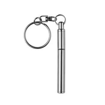 1PC Mini Metalo, Raktų Žiedas, Nerūdijančio Plieno Teleskopinis Pen Kūrybos paketų prižiūrėtojų raktinę strėlės ilginimas Pen įrankinio Plieno Pen Keychain šratinukus, Pen