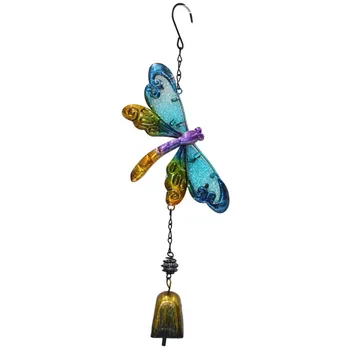 1PC Naujas Mėlyna Violetinė Dragonfly Vėjo Varpelių Metalo, Deimantiniai Stiklo Dažytos Išskirtinį Amatų Papuošalų Kūrybos Namuose Varpai Vamzdis Pakabukas