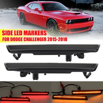 1Pair Priekiniai Gintaro / Galinis Raudonas LED Šoniniai Gabaritiniai Žibintai Dūmų Posūkio Signalo Lemputė Dodge Challenger-2018