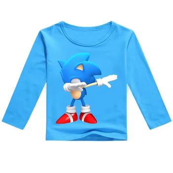 2-16Y Mados Anime Sonic The Hedgehog Marškinėliai Vaikams, Cartoon Drabužiai, Kūdikių Mergaitės, Apranga Vaikams, Cartoon Berniukams ilgomis Rankovėmis Viršūnes