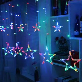 2,5 M Kalėdų LED Žibintai AC 220V Romantiška Fėja Star LED Užuolaidų String Apšvietimas Atostogų Vestuvių Girliandą Šalies Apdaila