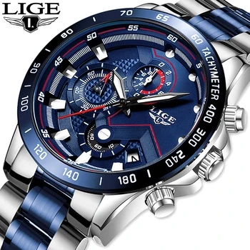 2020 LIGE Vyrai Laikrodžiai Mens Verslo Analoginis Laikrodis Mados Nerūdijančio Plieno Sporto Vandeniui Šviesos Žiūrėti Vyrų Relojes Hombre