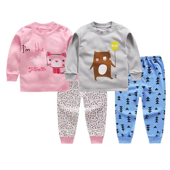 2020 M. Rudenį Vaikai Pižama Rinkiniai Baby Girl Drabužiai Vaikams, Cartoon Sleepwear Bamblys Medvilnės Pižamos Naktiniai Drabužiai Vaikams Berniukams Pijamas