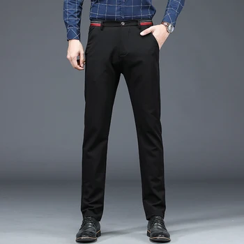 2020 M. Žiemą, Pavasarį Vyrų Klasikinis Kelnės Mados Verslo Chino Kelnės Vyrų Slim Fit Ruožas Ilgas Vilnos Šiltas Rusija Atsitiktinis Kelnės