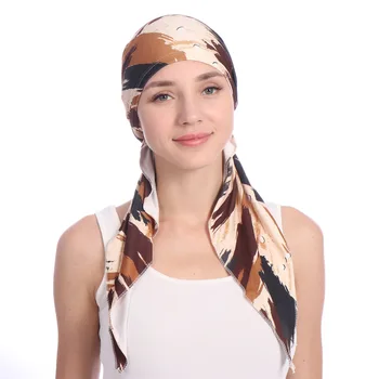 2020 Mados Musulmonų Moterų Hijab Kepurės Medvilnės Atspausdinti Gėlės Galvos Skara Turbaną Femme Musulman Islamo Wrap Vidinis Hijabs variklio Dangčio