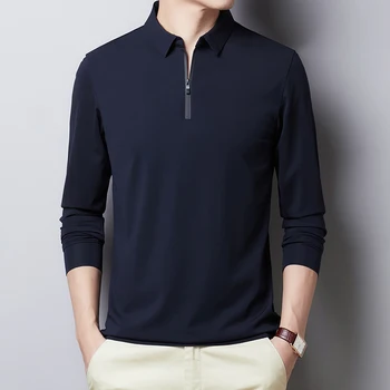 2020 Nauji Polo Marškinėliai Vyrams, Aukštos Kokybės Medvilnės, ilgomis rankovėmis Polo Marškinėliai Classic Vientisų Spalvų Slim Fit Tee marškinėliai Homme T893