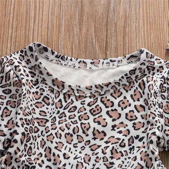 2020 Pudcoco Naujagimio Rinkinys Vaikas Baby Girl Leopard Suknelė Ilgomis Rankovėmis Viršūnes Kelnės, Antblauzdžiai Rudens Žiemos Drabužių