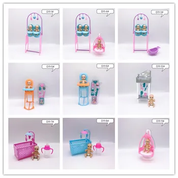 2020 Vėliau kaip Mišrios Plastikinės Lėlės Baldai, Mini Žaislas Valgomojo Kėdės, Stalo įrankiai Lovelę Barbies Priedai 