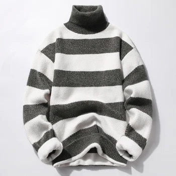 2020 m. Rudens-Žiemos Vyrų Juostele Golfo Sweater Mens Streewear Šiltų Megztinių Vyrų Stori Megztiniai M-3XL