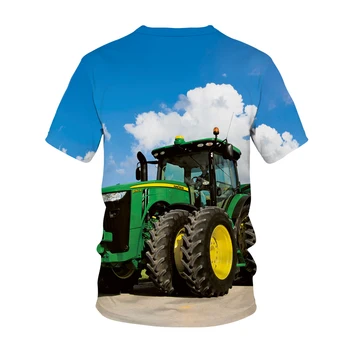 2020 m. vyrai ir moterys, žemės Ūkio transporto priemonių, spausdinimo 3D T-shirt cartoon Automobilių juokinga T-shirt Apvalus kaklas trumpas rankovėmis atsitiktinis marškinėliai