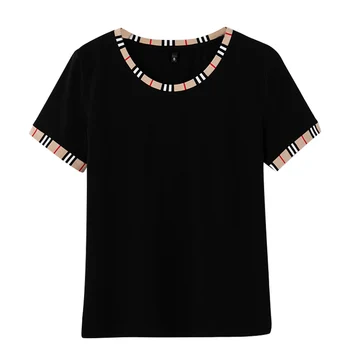 2020 metų vasaros nauji trumparankoviai marškinėliai moterų atsitiktinis mados populiarus, O-kaklo siūlės slim paprasta viršų