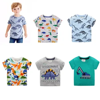 2020 metų vasaros vaikų trumpomis rankovėmis T-shirt Europos ir Amerikos medvilnės vaikų marškinėliai berniukams ir mergaitėms dinozaurą T-shirt