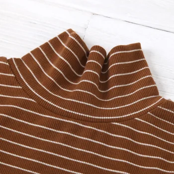 2020 nauja vaikų drabužiai mergaitėms pavasarį ir rudenį dryžuotas ilgomis rankovėmis megztinis vientisų spalvų šortai dviejų dalių 1Y-6Y