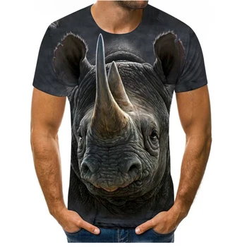 2020 naujas mados gyvūnų vyriški t-shirt mados atsitiktinis rhino lokys ryklys juokinga t shirts O-neck t shirt homme trumpas rankovės negabaritinius