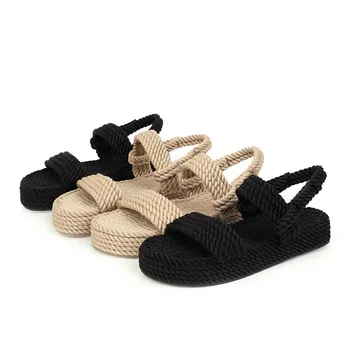 2020 naujas vasaros moterų sandalai kanapių virvė žvejys žolės medvilniniai skalbiniai paplūdimio laukinių blynai storio dugnas vieną batų gamintojas r