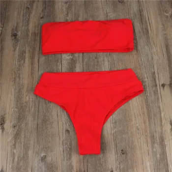 2020 naujų karšto pardavimo liemenėlė aukšto juosmens bikini tinka moterų vientisos spalvos seksualus maudymosi kostiumėlis
