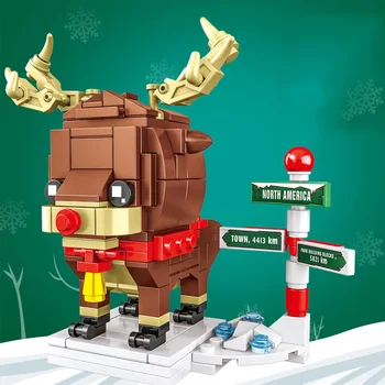 2021 Miestas kūrėjas Žiemą kaime kalėdų senelis kalėdų eglutė briedžių sniego Brickheadz Statybiniai Blokai, Plytos, Žaislai, Dovanos