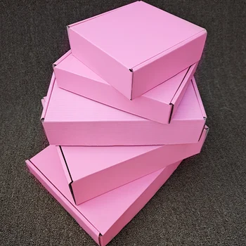 20pcs /50pcs / rožinės spalvos dovanų dėžutė Festivalis Šalis 3 sluoksnių gofruotas dėžutės saugojimo ekranas carton palaiko individualų dydį spausdinimo logotipas