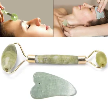 2VNT Gua Sha Veido Roller Massager Kinų Medicinos Gamtos Jade Valdybos Grandymo Grožio Priemonė Set #281270