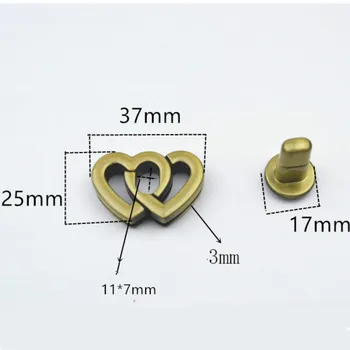 2vnt 25*37mm Metalo Širdies Formos Lock Sagtis Bagažo Aparatūros Priedai Kuprinė Užraktas Rankinėje Sudurti Maišelį Metalo Twist