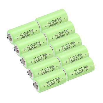 2~32PCS SKAIČIUS 2/3 AA nicd 1.2 V Baterija 600 Ni-CD Įkrovimo Baterija (akumuliatorius) 1.2 V, Žalios Spalvos