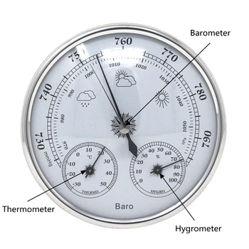 3 1. Termometras su Drėgmėmačiu Barometras Temperatūra Drėgnumas Testeris Atmosferos Slėgis Stebėti Stotį Analoginis Kambarys