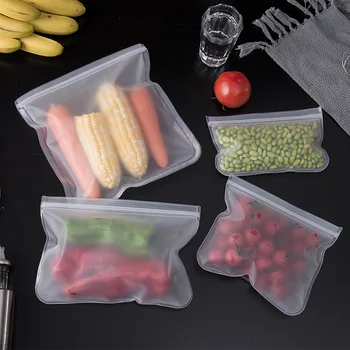 3 Vnt aiškiai Zip maišeliai, daugkartinio naudojimo ziplock maišą Virtuvės Maisto sandarius maišus saugojimo maišeliai maisto užšaldymo vaisių zip-lock plastikiniai maišeliai