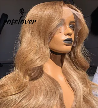 360 Nėrinių Priekinės Perukas Žmogaus Plaukų Perukai Honey Blond Spalvos Remy Brazilijos Perukai Moterims 150% Kūno Banga Nėrinių Priekinės Perukas