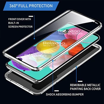 360° Visišką Apsaugą Magnetinio Flip case For Samsung Galaxy a51 a71 a515F a715F 51 71 2019 dvipusis Stiklo telefono Dangtelį Coque