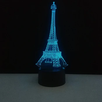 3D Spalvinga stalinės Lempos USB LED Lempa, Prancūzija, Paryžius, Eifelio Bokštas Nuotaika Naktį Žibintai Miegamasis Vestuvių Dekoravimas, Namų Dekoro Atostogų
