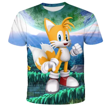 3D Spausdinimo Sonic Vaikai Mados Cool Trumpas rankovės Sonic the Hedgehog marškinėliai Juokingi marškinėliai Berniukams Animacinių filmų Marškinėlius Vaikams Laisvalaikio Viršūnės
