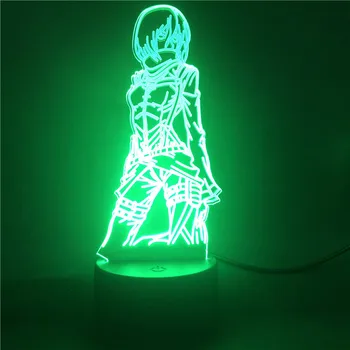 3d USB Nightlamp Ataka Titan Mikasa Akermano Pav LED Nakties Šviesos Vaikams, Vaikų Kambario Dekoro Šviesos Keičiasi Stalo Šviesa