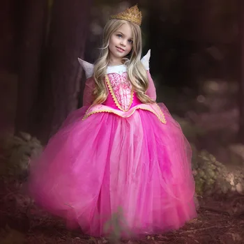 4-12Y Vaikai Miega Grožio Suknelė iki 2018 m. Vasaros Princesė Mergaičių Suknelės Aurora Rožinė Suknelė už Šalis Vestuvių Kalėdų Dovana Skraiste