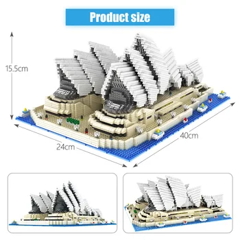 4131PCS Žaislai Vaikams Diamond Plytų Garsaus Miesto Architektūra Sydney Opera House Modelis Mini Blokai Švietimo Žaislai