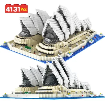 4131PCS Žaislas Vaikams, Mini Diamond Plytų Garsaus Miesto Architektūra Sydney Opera House Modelio Blokai Švietimo Dovana