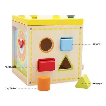 5-in-1 formos pažinimo lobis langelyje medinių vaikų švietimo žaislai, multi-funkcija apvalūs karoliukai vaiko žaislų dėžę kūdikių dovanos