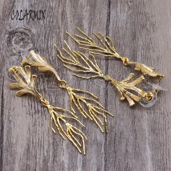 5 poros Medžio kirstukas auskarai akmens, padengtą aukso spalvos auskarai tabaluoti auskarai didmeninės juvelyrikos 4490