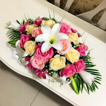 60/80cm šilko rožė dirbtinių gėlių puošmena susitarimą puošimas, vestuvių fonas lentelė gėlių runner namų šaliai dekoro
