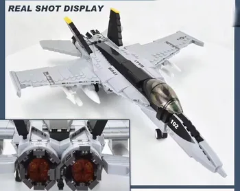 682Pcs Karinės F/A-18 Strike Fighter Blokuoti MUMS Hornet lėktuvo Modelis šiuolaikinis Karas Pastatas, Mūrinis Žaislai Vaikams