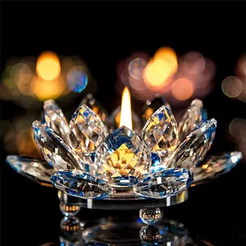 7 Spalvų Krištolo, Lotoso Gėlė, Žvakė Arbatos Šviesos Turėtojo Budistų Žvakidė Vakarėlių Ir Vestuvių& Gimtadienio Draugui, Kaip Dovaną 1206