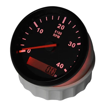 85mm Automobilių Tacho Jutiklis Jūros su skystųjų KRISTALŲ Hourmeter Skaitmeninis 4000 RPM Metrų Motociklo Tachometras, Valtis 12V 24V Raudonas Apšvietimas