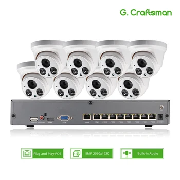 8ch 5MP POE Audio Kit H. 265 Sistema Smart CCTV Saugumo NVR, 5.0 MP Patalpų IR IP vaizdo Kameromis Vaizdo PASIDARYK pats G. Meistras