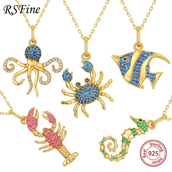 925 sterlingas sidabro, mėlyna krabų karoliai moterų Vasaros atostogų vandenyno stiliaus pakabukas vėžio moterų mados Fine jewelry