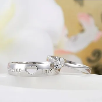 925 sterlingas sidabro žiedas žavesio Pora žiedas 1 pora mėgėjams reguliuojamas Korėja paprasta pora poros meilės žiedas moterims fine jewelry