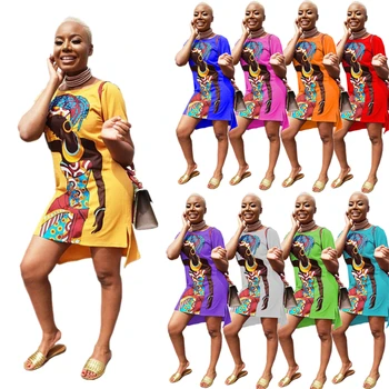 9Color Naują Afrikos, Suknelės Moterims Vasaros trumpomis Rankovėmis Dashiki Spausdinti Turtingas heidi bazin Nigerija Drabužius Ponios Afrikos Drabužiai